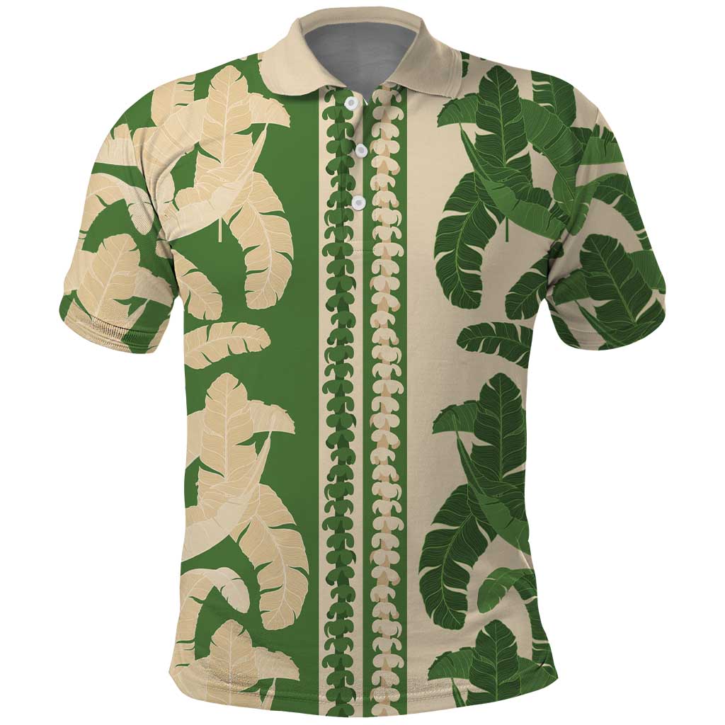 Hawaii Pua Kenikeni Lei Polo Shirt With Lau Maia Green LT05 Green - Polynesian Pride