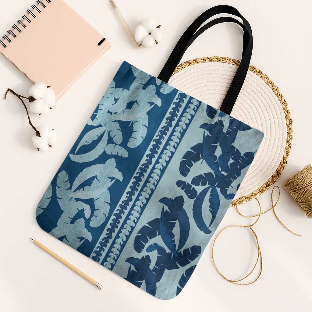 Hawaii Pua Kenikeni Lei Tote Bag With Lau Maia Royal Blue LT05 Black Strap One Size Blue - Polynesian Pride