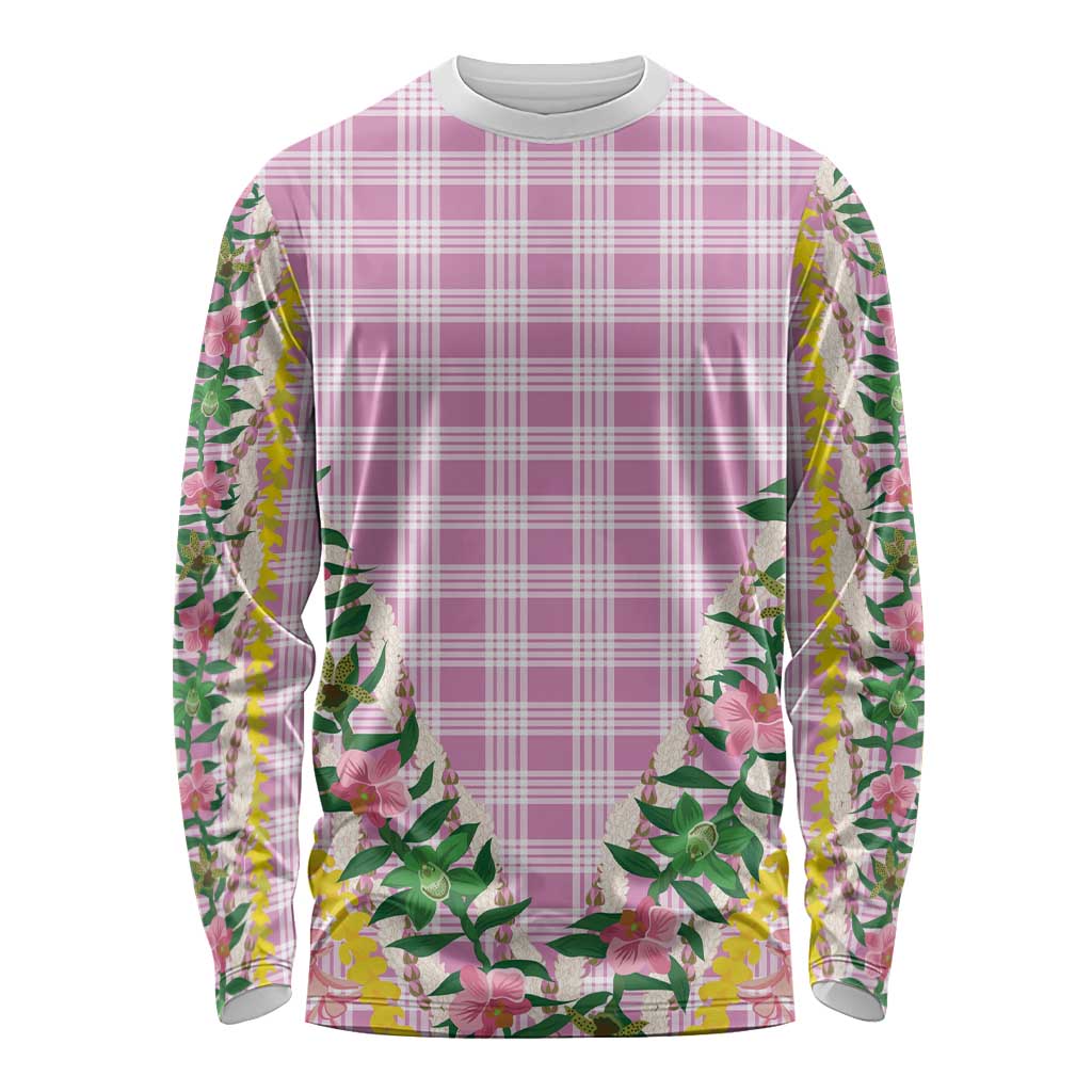 Hawaii Pikake Lokelani Plumeria Lei Long Sleeve Shirt Pink Palaka Motifs LT05 Unisex Pink - Polynesian Pride