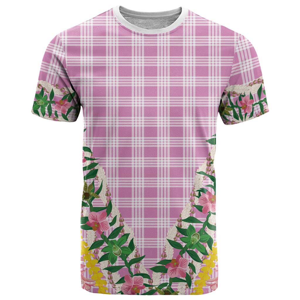 Hawaii Pikake Lokelani Plumeria Lei T Shirt Pink Palaka Motifs LT05 Pink - Polynesian Pride