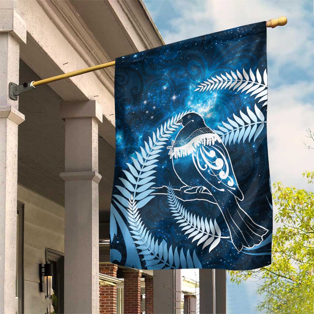 New Zealand Matariki Garden Flag Pigeon Kereru Maori Fern Art LT05 House Flag Blue - Polynesian Pride