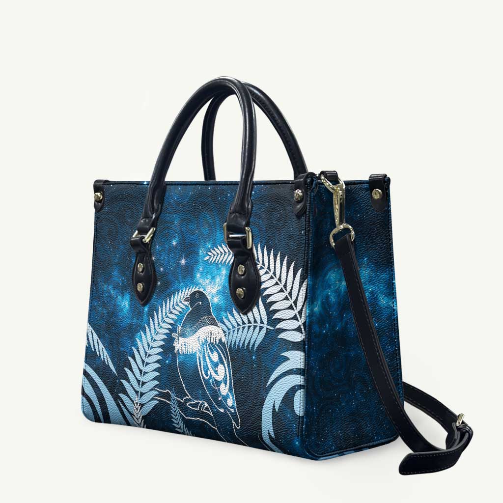 New Zealand Matariki Leather Bag Pigeon Kereru Maori Fern Art LT05 Blue - Polynesian Pride