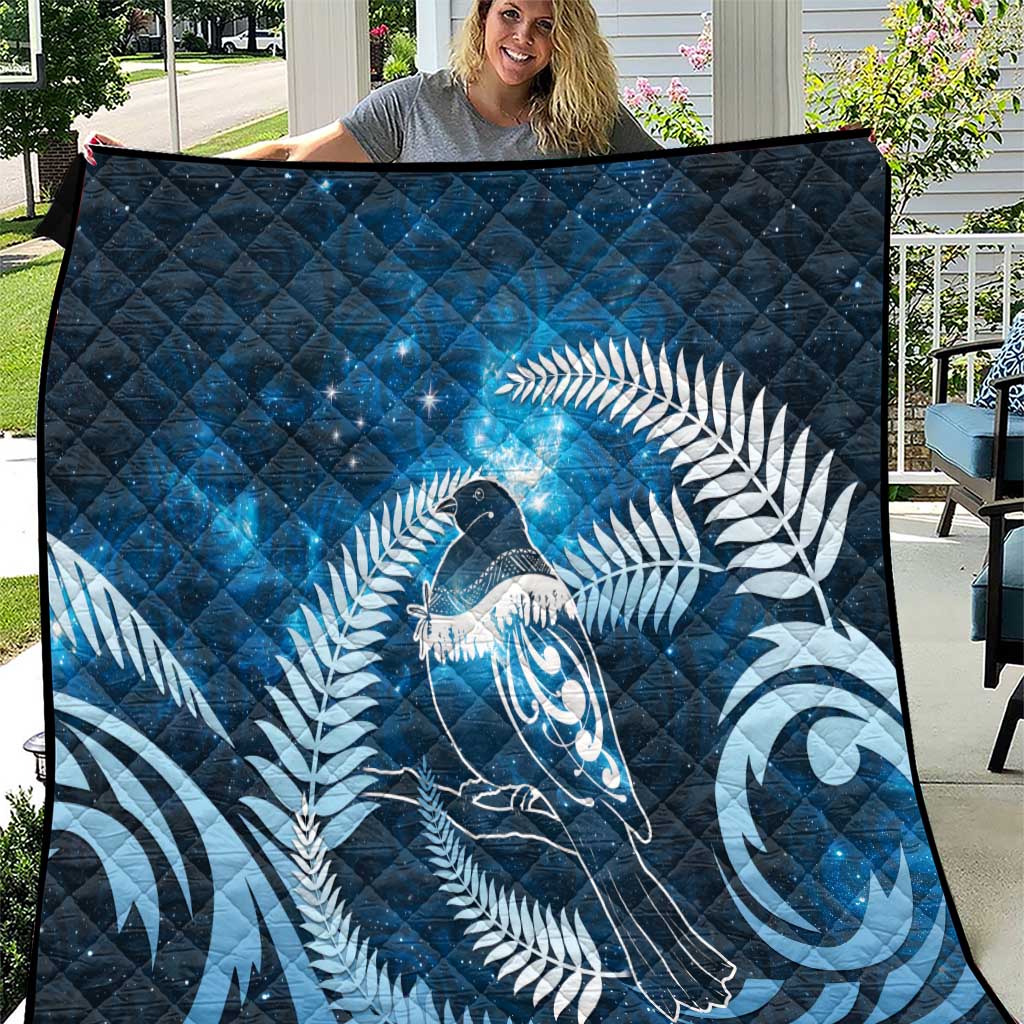 New Zealand Matariki Quilt Pigeon Kereru Maori Fern Art LT05 Blue - Polynesian Pride