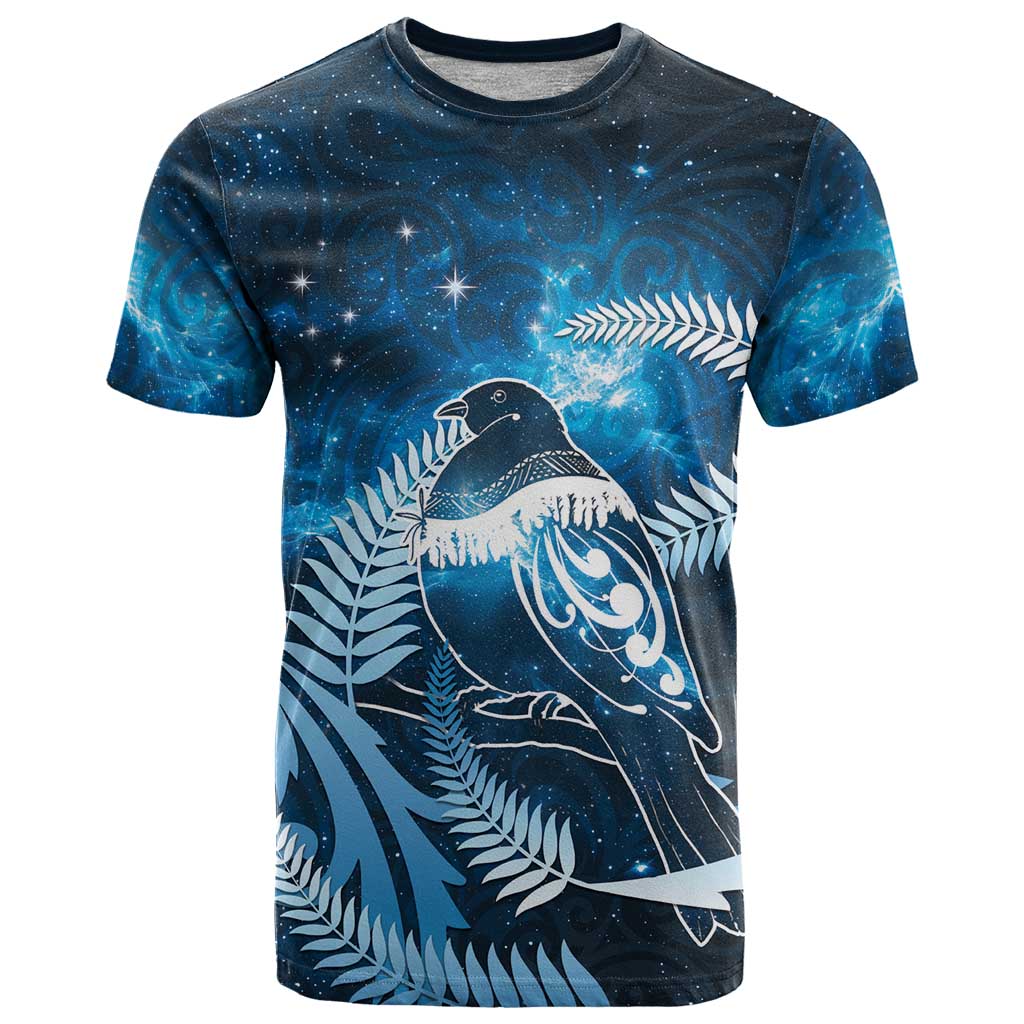New Zealand Matariki T Shirt Pigeon Kereru Maori Fern Art LT05 Blue - Polynesian Pride
