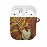 Hawaii King Kamehameha AirPods Case Hawaiian Kakau Pattern With Leis LT05 Brown - Polynesian Pride