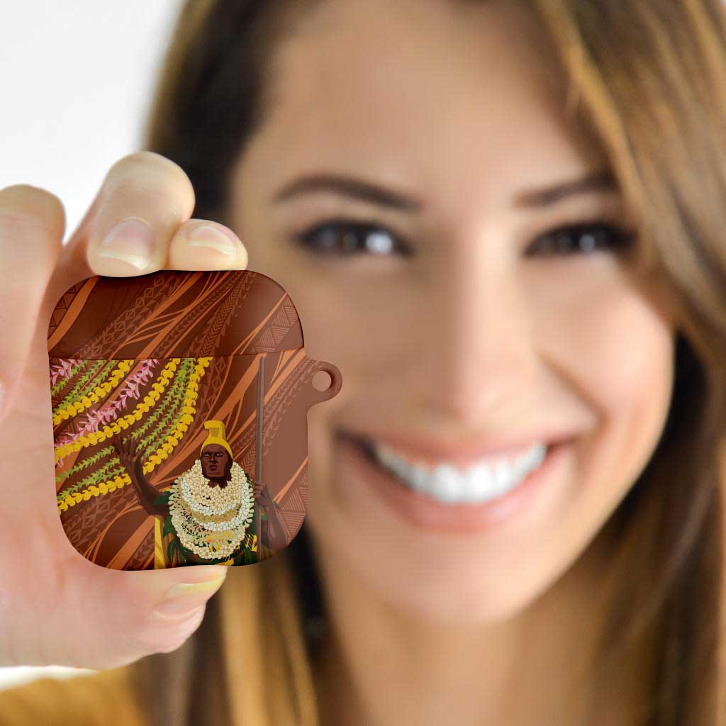 Hawaii King Kamehameha AirPods Case Hawaiian Kakau Pattern With Leis LT05 - Polynesian Pride