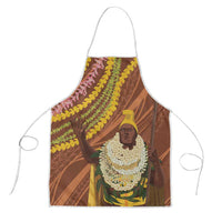 Hawaii King Kamehameha Apron Hawaiian Kakau Pattern With Leis LT05 Brown - Polynesian Pride