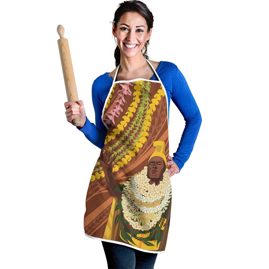 Hawaii King Kamehameha Apron Hawaiian Kakau Pattern With Leis LT05 - Polynesian Pride