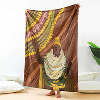Hawaii King Kamehameha Blanket Hawaiian Kakau Pattern With Leis LT05 - Polynesian Pride