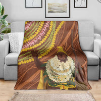 Hawaii King Kamehameha Blanket Hawaiian Kakau Pattern With Leis LT05 - Polynesian Pride