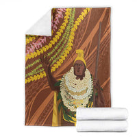 Hawaii King Kamehameha Blanket Hawaiian Kakau Pattern With Leis LT05 - Polynesian Pride