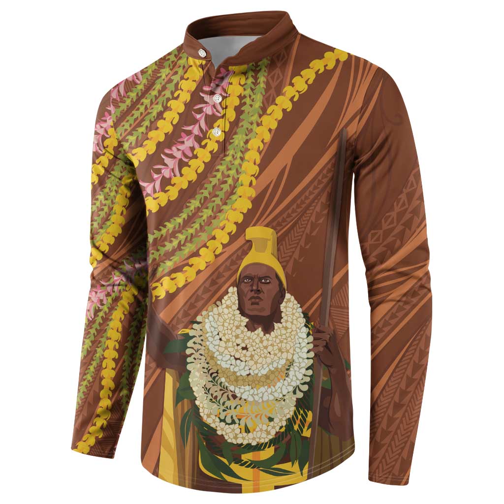 Hawaii King Kamehameha Button Sweatshirt Hawaiian Kakau Pattern With Leis LT05 - Polynesian Pride