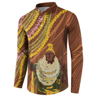 Hawaii King Kamehameha Button Sweatshirt Hawaiian Kakau Pattern With Leis LT05 - Polynesian Pride