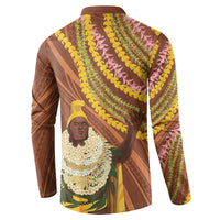 Hawaii King Kamehameha Button Sweatshirt Hawaiian Kakau Pattern With Leis LT05 - Polynesian Pride