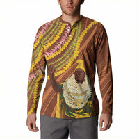 Hawaii King Kamehameha Button Sweatshirt Hawaiian Kakau Pattern With Leis LT05 - Polynesian Pride
