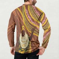 Hawaii King Kamehameha Button Sweatshirt Hawaiian Kakau Pattern With Leis LT05 - Polynesian Pride
