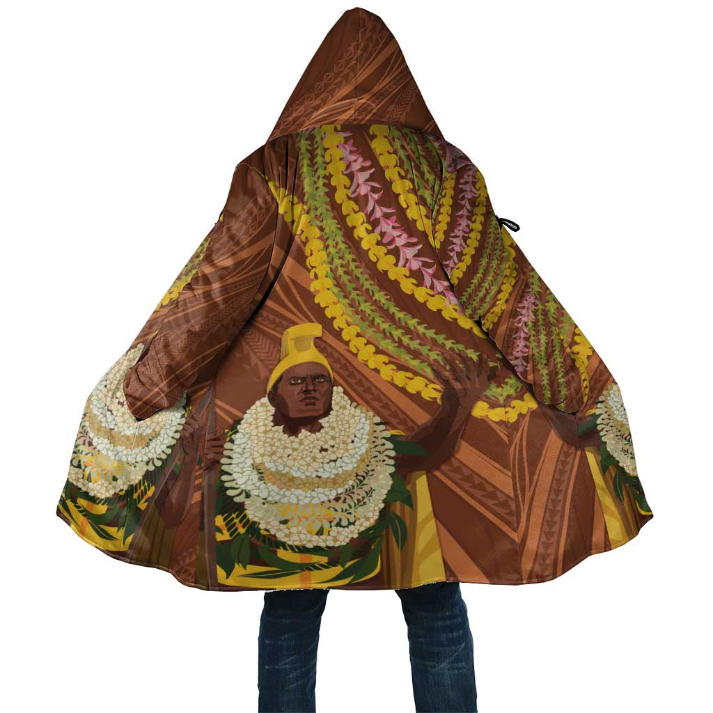 Hawaii King Kamehameha Cloak Hawaiian Kakau Pattern With Leis LT05 Unisex Brown - Polynesian Pride