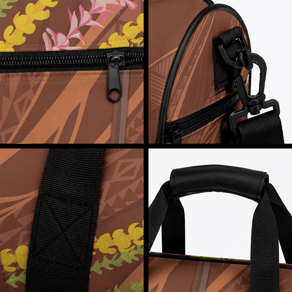 Hawaii King Kamehameha Duffle Bag Hawaiian Kakau Pattern With Leis LT05 - Polynesian Pride