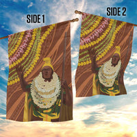 Hawaii King Kamehameha Garden Flag Hawaiian Kakau Pattern With Leis LT05 - Polynesian Pride