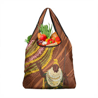 Hawaii King Kamehameha Grocery Bag Hawaiian Kakau Pattern With Leis LT05 1-pack One Size Brown - Polynesian Pride