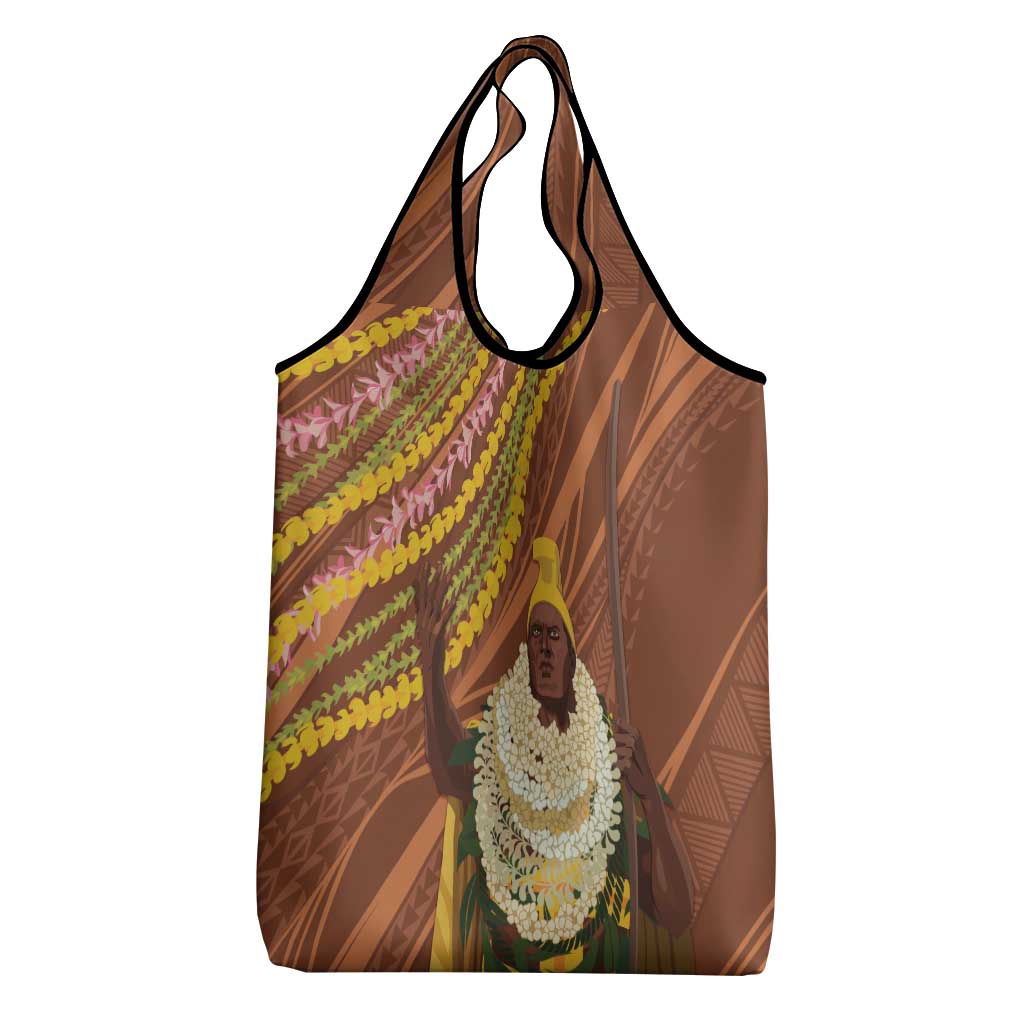 Hawaii King Kamehameha Grocery Bag Hawaiian Kakau Pattern With Leis LT05 - Polynesian Pride