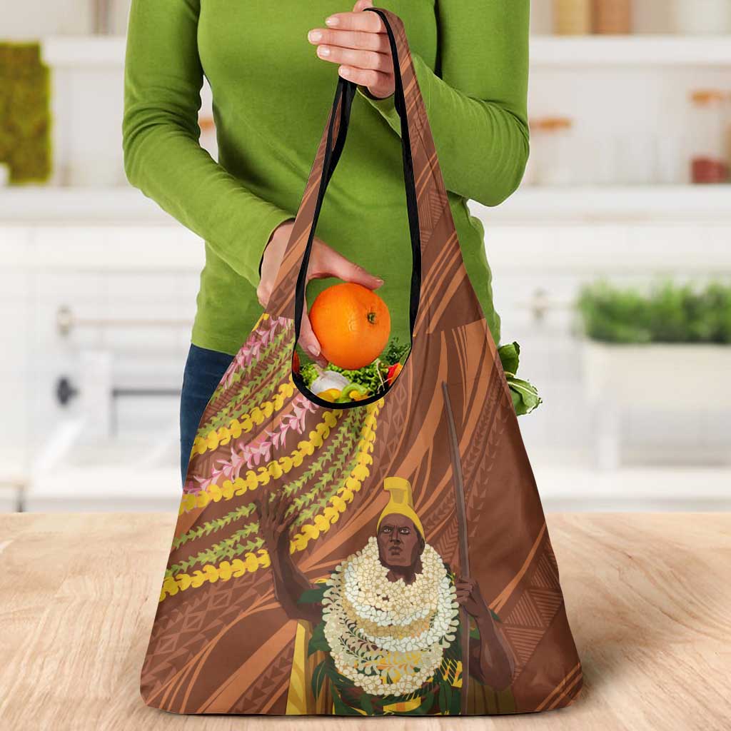 Hawaii King Kamehameha Grocery Bag Hawaiian Kakau Pattern With Leis LT05 - Polynesian Pride