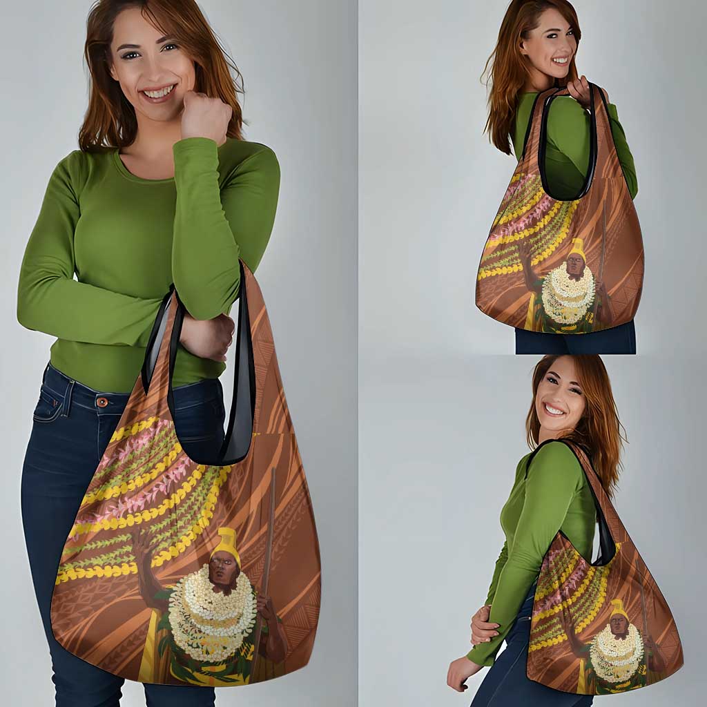 Hawaii King Kamehameha Grocery Bag Hawaiian Kakau Pattern With Leis LT05 - Polynesian Pride