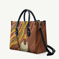 Hawaii King Kamehameha Leather Bag Hawaiian Kakau Pattern With Leis LT05 Brown - Polynesian Pride