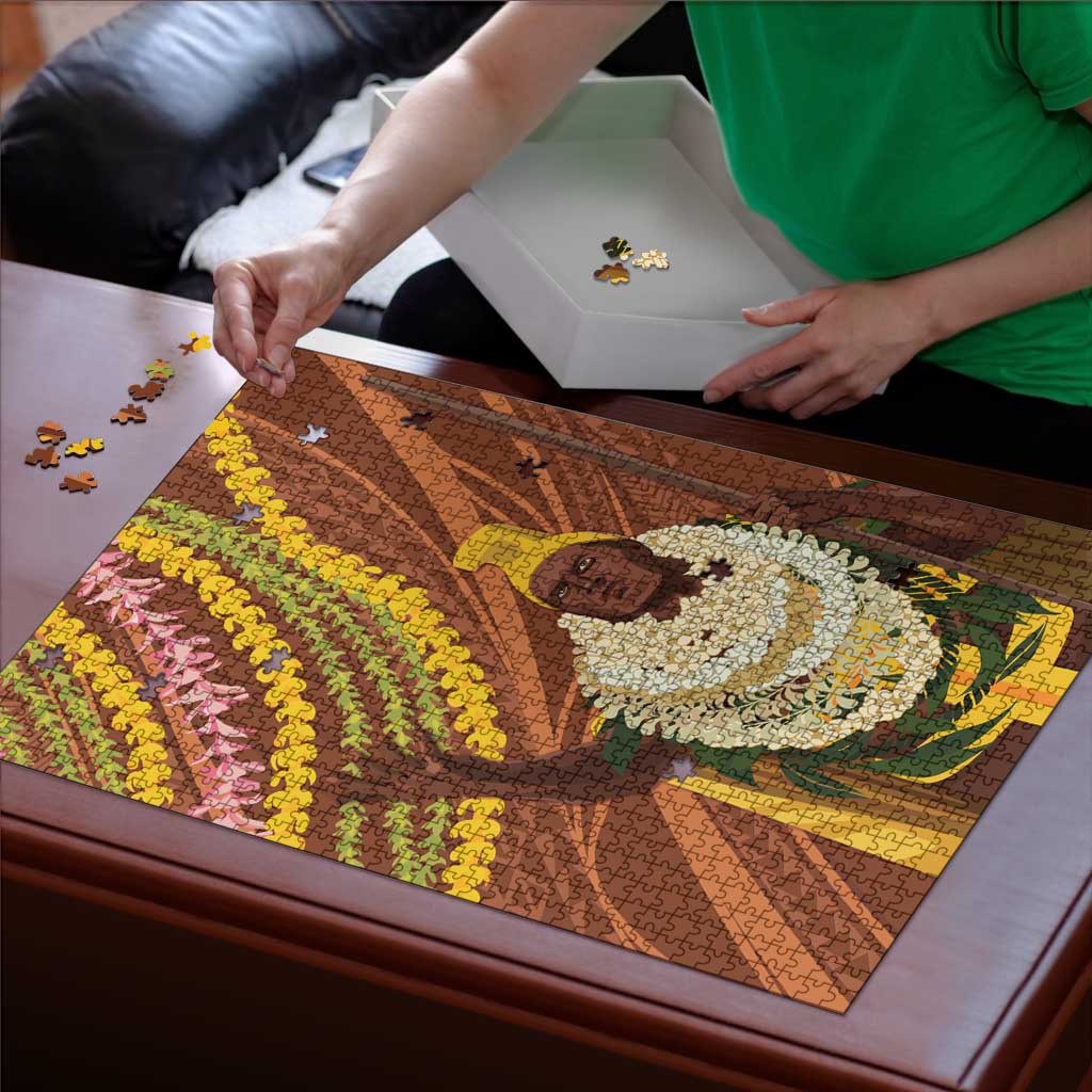 Hawaii King Kamehameha Puzzle Hawaiian Kakau Pattern With Leis LT05 - Polynesian Pride
