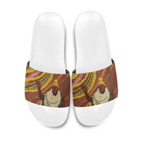 Hawaii King Kamehameha Slide Sandals Hawaiian Kakau Pattern With Leis LT05 Brown - Polynesian Pride