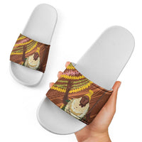 Hawaii King Kamehameha Slide Sandals Hawaiian Kakau Pattern With Leis LT05 - Polynesian Pride