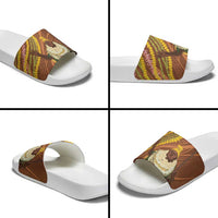 Hawaii King Kamehameha Slide Sandals Hawaiian Kakau Pattern With Leis LT05 - Polynesian Pride