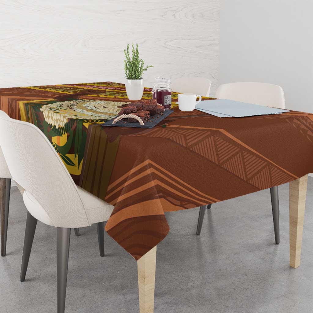 Hawaii King Kamehameha Tablecloth Hawaiian Kakau Pattern With Leis LT05 - Polynesian Pride