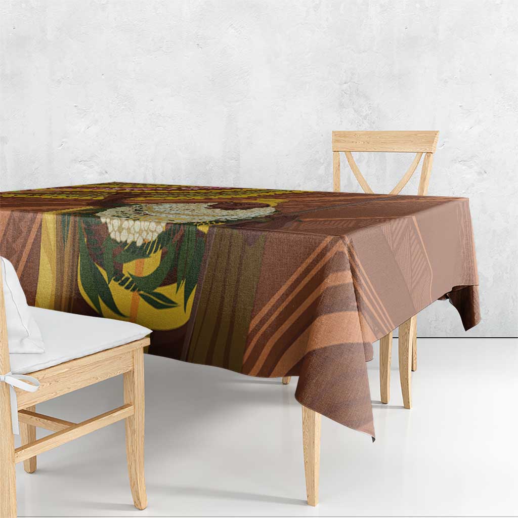 Hawaii King Kamehameha Tablecloth Hawaiian Kakau Pattern With Leis LT05 - Polynesian Pride