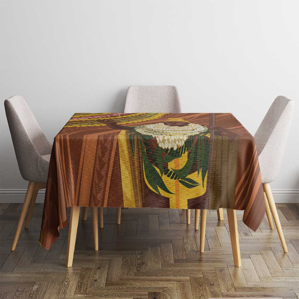 Hawaii King Kamehameha Tablecloth Hawaiian Kakau Pattern With Leis LT05 - Polynesian Pride