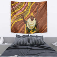 Hawaii King Kamehameha Tapestry Hawaiian Kakau Pattern With Leis LT05 - Polynesian Pride