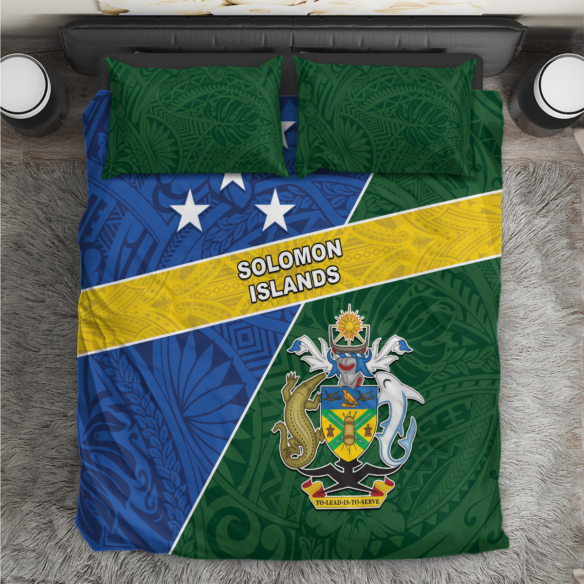 Solomon Islands Independence Day Bedding Set With Coat Of Arms LT05 Green - Polynesian Pride