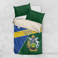 Solomon Islands Independence Day Bedding Set With Coat Of Arms LT05 US Twin 172cm x 218cm Green - Polynesian Pride