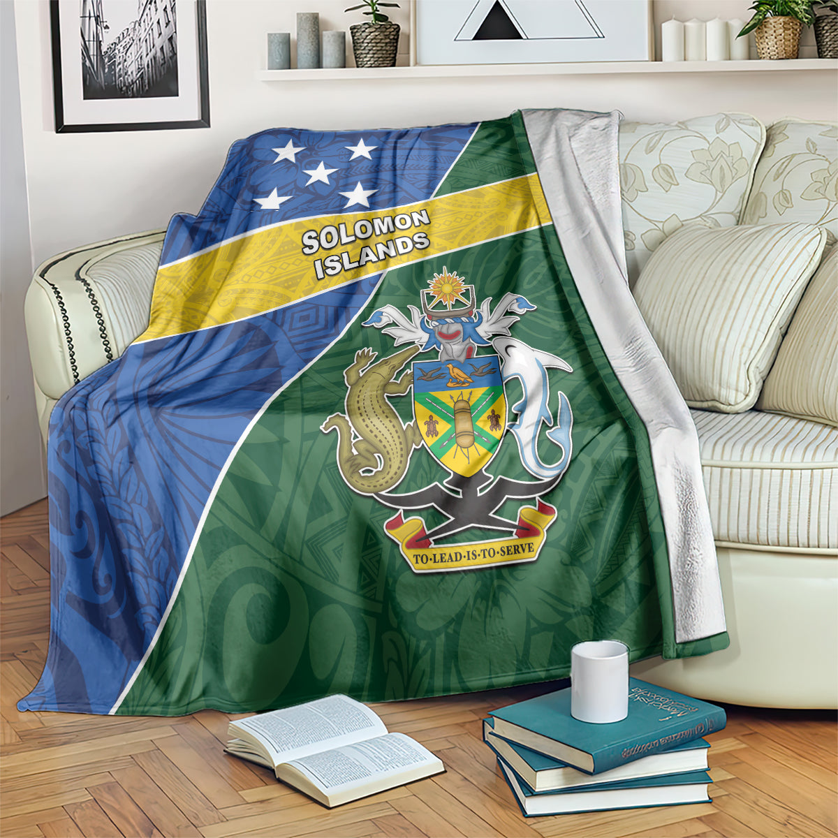 Solomon Islands Independence Day Blanket With Coat Of Arms LT05 Green - Polynesian Pride