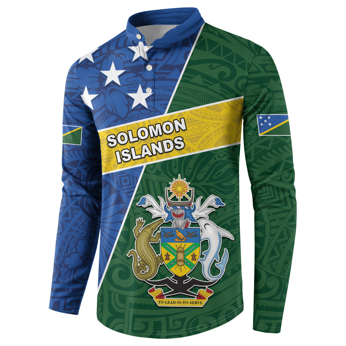 Personalised Solomon Islands Independence Day Button Sweatshirt With Coat Of Arms LT05 - Polynesian Pride