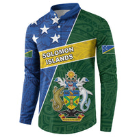 Personalised Solomon Islands Independence Day Button Sweatshirt With Coat Of Arms LT05 - Polynesian Pride