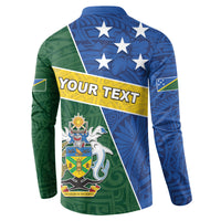 Personalised Solomon Islands Independence Day Button Sweatshirt With Coat Of Arms LT05 - Polynesian Pride