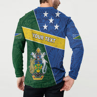 Personalised Solomon Islands Independence Day Button Sweatshirt With Coat Of Arms LT05 - Polynesian Pride