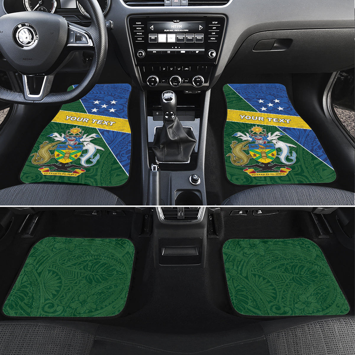 Personalized Solomon Islands Independence Day Car Mats With Coat Of Arms LT05 Set 4pcs Green - Polynesian Pride