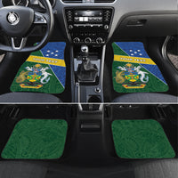 Personalized Solomon Islands Independence Day Car Mats With Coat Of Arms LT05 Set 4pcs Green - Polynesian Pride