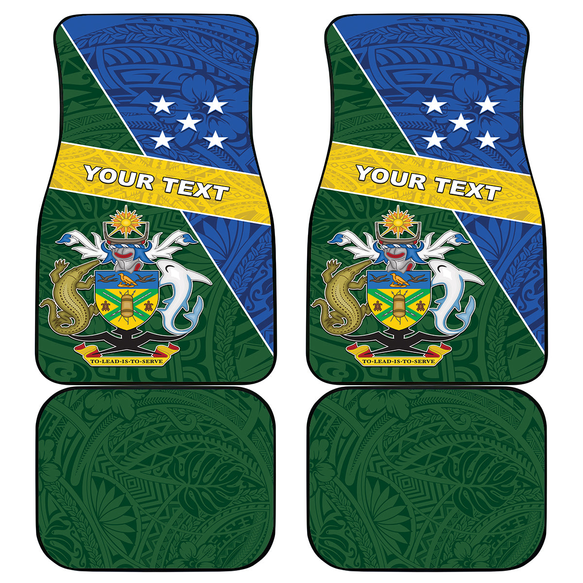 Personalized Solomon Islands Independence Day Car Mats With Coat Of Arms LT05 - Polynesian Pride
