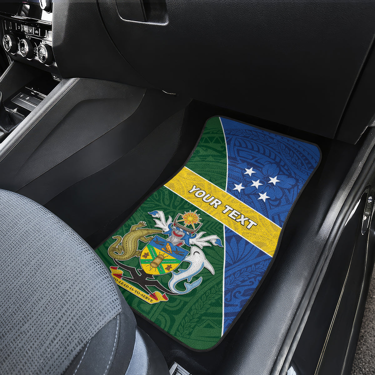 Personalized Solomon Islands Independence Day Car Mats With Coat Of Arms LT05 - Polynesian Pride