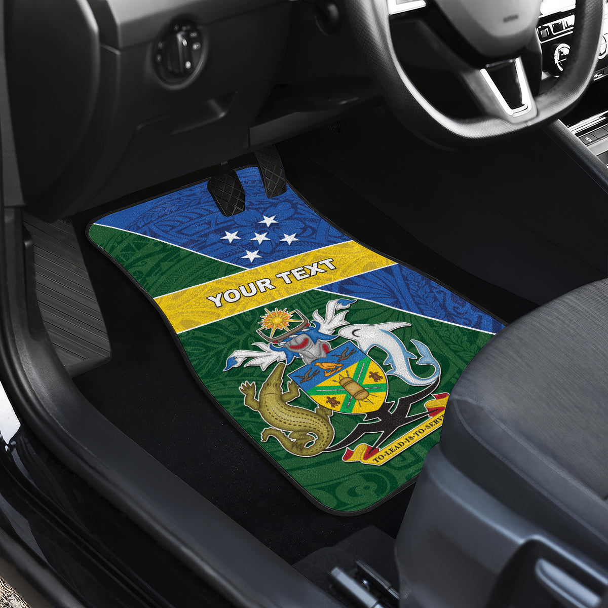 Personalized Solomon Islands Independence Day Car Mats With Coat Of Arms LT05 - Polynesian Pride