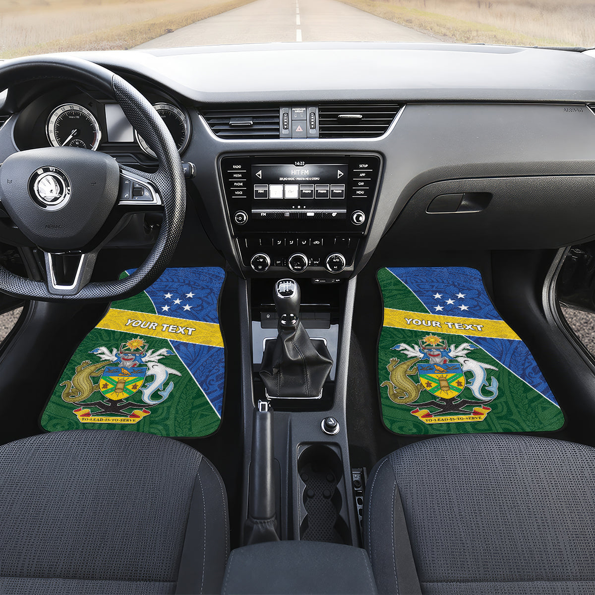 Personalized Solomon Islands Independence Day Car Mats With Coat Of Arms LT05 Set 2pcs - Front Green - Polynesian Pride