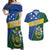 Personalised Solomon Islands Independence Day Couples Matching Off Shoulder Maxi Dress and Hawaiian Shirt With Coat Of Arms